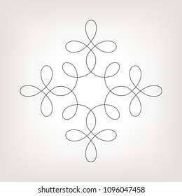 Circular abstract  pattern with scrols and loops. Mandala. Round lineral ornament.