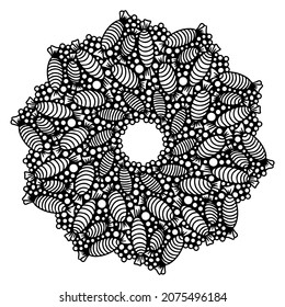 Circular abstract picture. Vector round pattern for coloring page, tablecloth, sticker.	