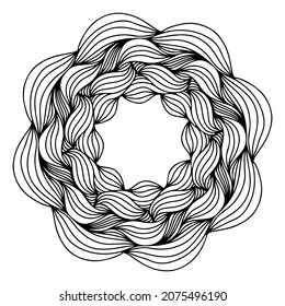 Circular abstract picture. Vector round pattern for coloring page, tablecloth, sticker.	