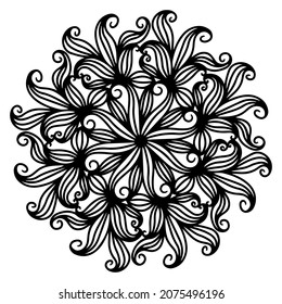 Imagen circular abstracta. Patrón de redondeo vectorial para página de coloreado, mantel, pegatina.	