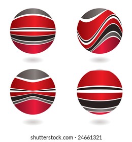 Diseño circular abstracto rojo y gris con sombra de caída
