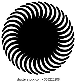 Circular abstract, rotating  shape, motif. Monochrome element.