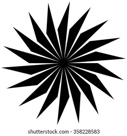 Circular abstract, rotating  shape, motif. Monochrome element.