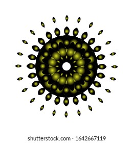 circular abstract shape. with black and green leaf shaped. Isolated dynamical art form. fit for logo or symbol
