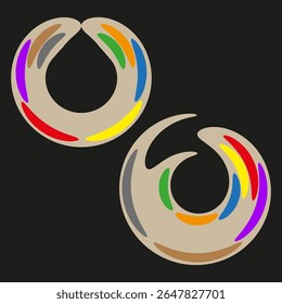 Circular abstract shapes. Colorful ring design. Geometric vector elements. Modern art composition.