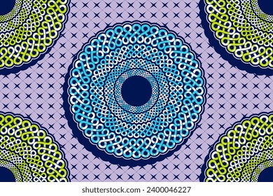 Circular African fabric pattern background, abstract design, hand drawn overlap of tribal textile art, fashion artwork suitable for fabric printing and clothing.