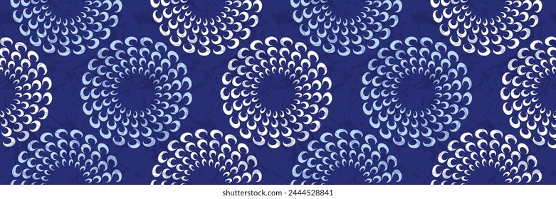 Circular African fabric pattern background, abstract design, hand drawn overlap of tribal textile art, fashion artwork suitable for fabric printing and clothing.