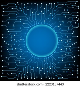 circular AI HUD Electronic circuit board  hologram vector concept for future technology element background business screen