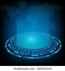 circular AI HUD hologram vector concept for future technology element background business screen