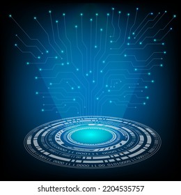 circular AI HUD hologram vector concept for future technology element background business screen