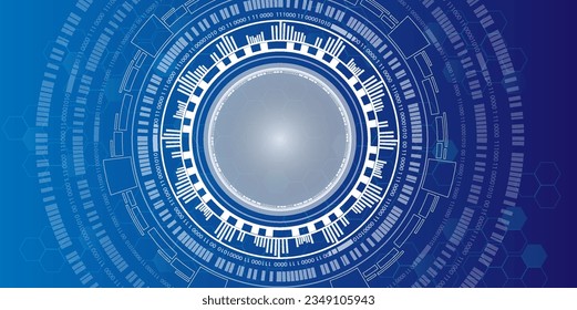 circular AI HUD hologram vector concept for future technology element background business screen