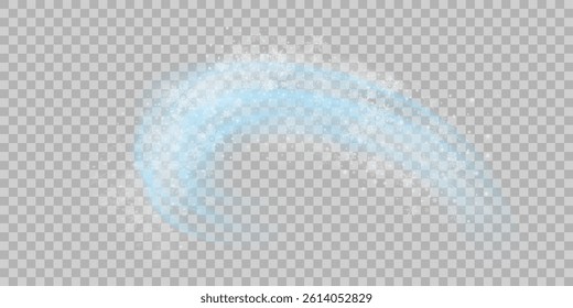Circular air flow. Air, wind effect isolated transparent background. Airflow overlay: fresh air for cleaning, cooling or changing the air. Wind Wave Effect. 3D vector illustration.