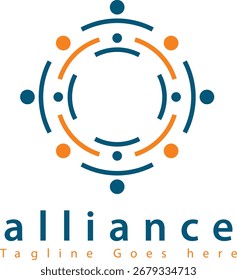 Logotipo da aliança circular de doze pessoas simbolizando unidade e trabalho em equipe.