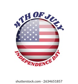 Circular American flag emblem for Independence Day celebration.