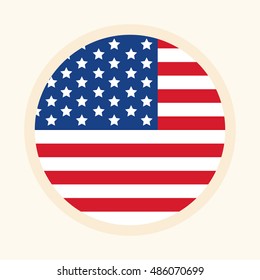 Circular American flag illustration. Symbol for USA flag in flag and rounded style. Graphic design element.