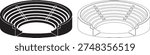 Circular amphitheater silhouette architecture ancient