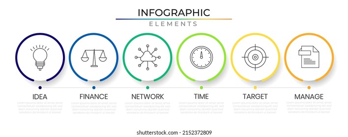 Circular Annual Timeline Infographic Design Vector With Icons. Business Idea Network Project Template For Presentation And Report.