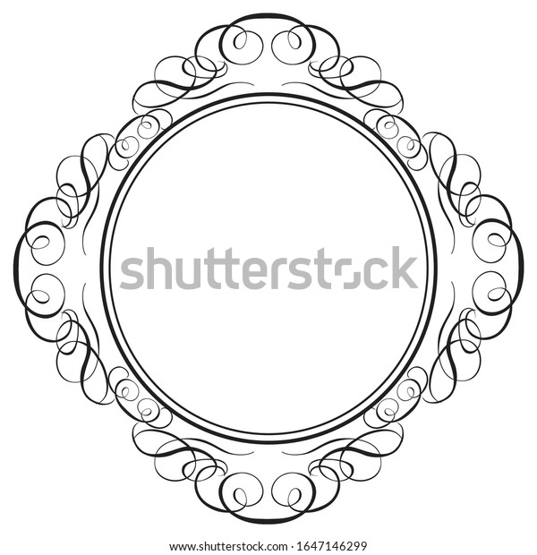 Circular antique ornament borders,\
calligraphic illustrations, black and white vector\
data