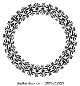 Circular antique ornament. Frame. Oval borders. Elegant decor in oriental style. For laser cutting, tattoo, marquetry, logo for yoga, icons, lace.