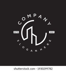 circular apartment vector outline logo design
