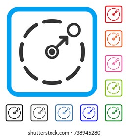 Circular Area Border icon. Flat grey iconic symbol inside a light blue rounded square. Black, gray, green, blue, red, orange color variants of Circular Area Border vector.
