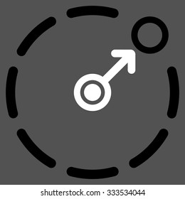 Circular Area Border vector icon. Style is bicolor flat symbol, black and white colors, rounded angles, gray background.