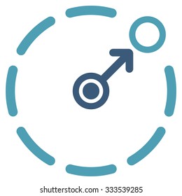 Circular Area Border vector icon. Style is bicolor flat symbol, cyan and blue colors, rounded angles, white background.