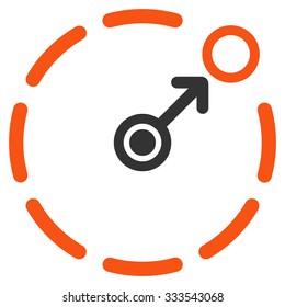 Circular Area Border vector icon. Style is bicolor flat symbol, orange and gray colors, rounded angles, white background.