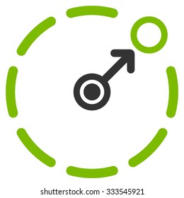 Circular Area Border vector icon. Style is bicolor flat symbol, eco green and gray colors, rounded angles, white background.