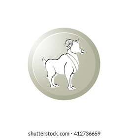 circular Aries zodiac sign vector drawing