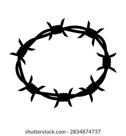 A circular arrangement of barbed wire representing boundaries, security, and restriction in various contexts.