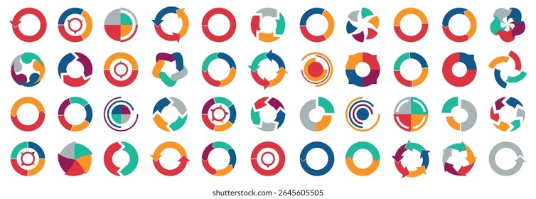 Colección de logotipo abstracto de flecha circular. Conjunto de iconos de flecha. Colección de signo de flecha abstracta de círculo