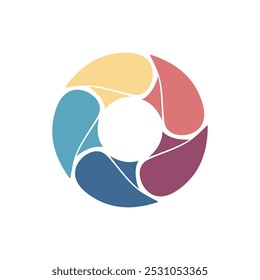 Seta circular logotipo abstrato. ícones de seta. Sinal de seta abstrato circular. Logotipo da lente da câmera, modelo de logotipo de estrela e círculo.