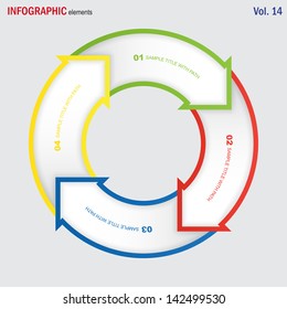 Circular arrow banners, infographics - text paths included