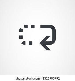 Circular arrow with dashed lines, arrow icon. Vector illustration
