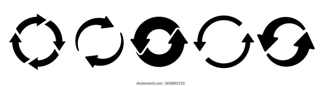 Seta circular. conjunto de ícones de troca