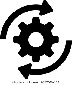 Icono de engranaje de flecha circular que representa la automatización del flujo de trabajo del proceso y el Vector de ciclos