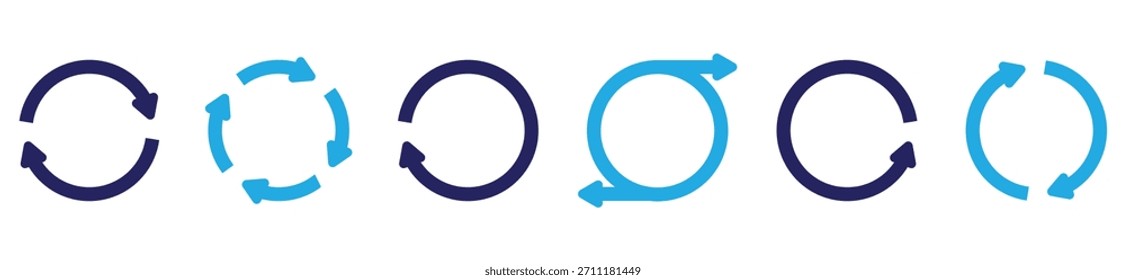 Ícone de seta circular coleção, atualizar e recarregar setas, símbolo de rotação, design de vetor	