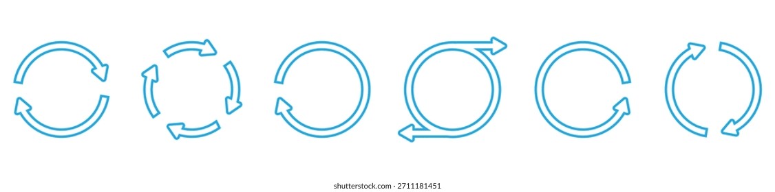 Ícone de seta circular coleção, atualizar e recarregar setas, símbolo de rotação, design de vetor	