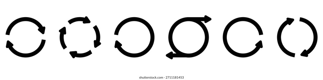 Colección circular del icono de la flecha, refrescar y recargar flechas, símbolo de la rotación, diseño del Vector	