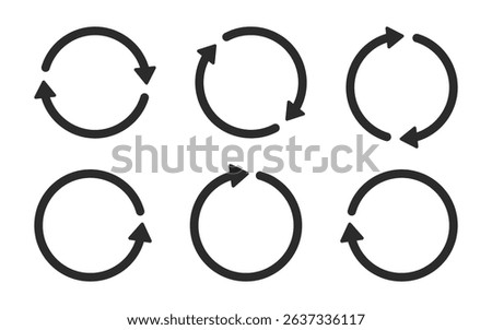 Circular arrow icon depicting rotation, reload, sync, and cycle concepts, isolated graphic for user interface, process flow, or system update visuals.