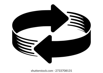 Icono de flecha circular que indica procesos cíclicos, simbolizando conceptos como refrescar, reciclar y Renovación 