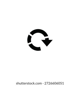 Circular arrow icon indicating rotation and direction on a plain white background