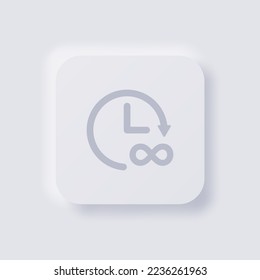 Circular arrow icon with infinity symbol, White Neumorphism soft UI Design for Web design, Application UI and more, Button, Vector.