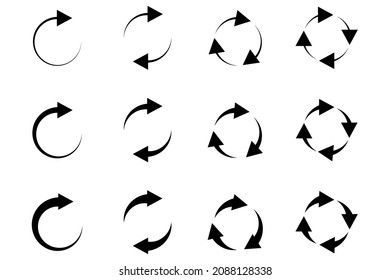 Circular Arrow Icon Set. Cursor Sign. Recycle Symbol. Direction Element. Flat Design. Vector Illustration. Stock Image. EPS 10.