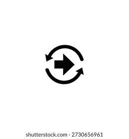 Icono de flecha circular que simboliza la dirección y la rotación en un gráfico simple