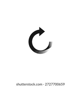 Icono de flecha circular que simboliza la rotación o actualización sobre un fondo blanco liso