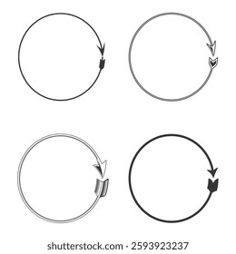 Circular arrow icons. Loop cycle symbol. Black and white shapes. Minimalist vector design. EPS 10.