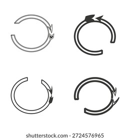Iconos de flecha circular. Símbolo de ciclo de actualización. Vector del proceso del Actualizar. Emblema del movimiento de rotación. EPS 10.