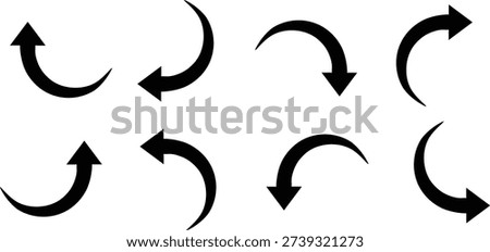 Circular Arrow Icons Set Representing Rotation Flow and Continuous Process